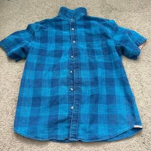 Vintage Carbon 2 Cobalt Blue and black checkered button-up shirt